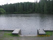 Näkymä pysäköintialueen läheltä Aulangon Joutsenlammelle (KI 21.7.2016)