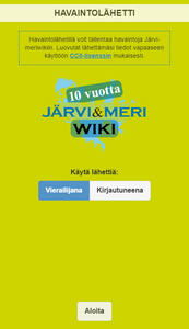 Kirjautuneet käyttäjät voivat hypätä suoraan viimeksi päivittämilleen havaintopaikoille.