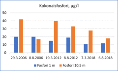 Fosfori on järvissämme useimmiten kasviplanktonin tuotantoa rajoittava minimiravinne. Luonnontilaisissa järvissä fosforipitoisuus on alle 10 µg/l, humusvesissä hieman suurempi. Erittäin rehevissä vesissä fosforia on yli 50 µg/l.